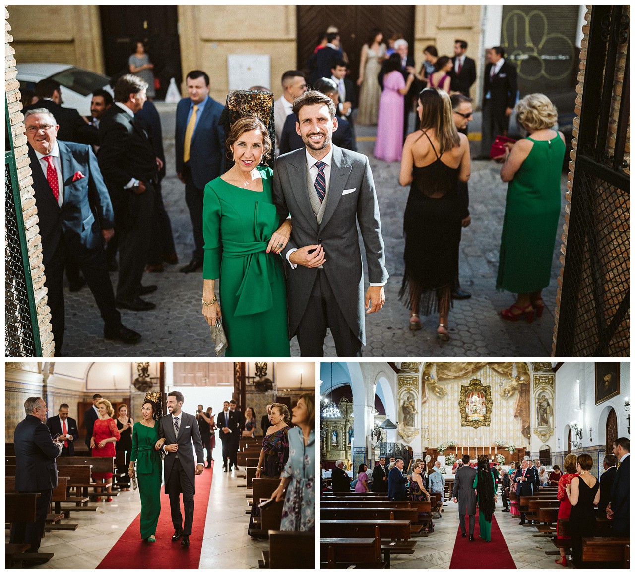 Llega el novio a la iglesia de los Salesianos de Triana