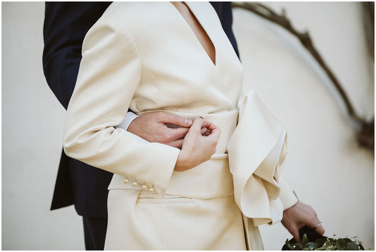 Detalle del vestido de novia de Castellar Granados