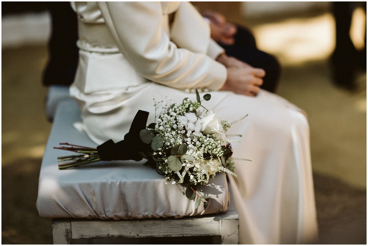 Detalle del ramo de la novia en Casa Bucarelli